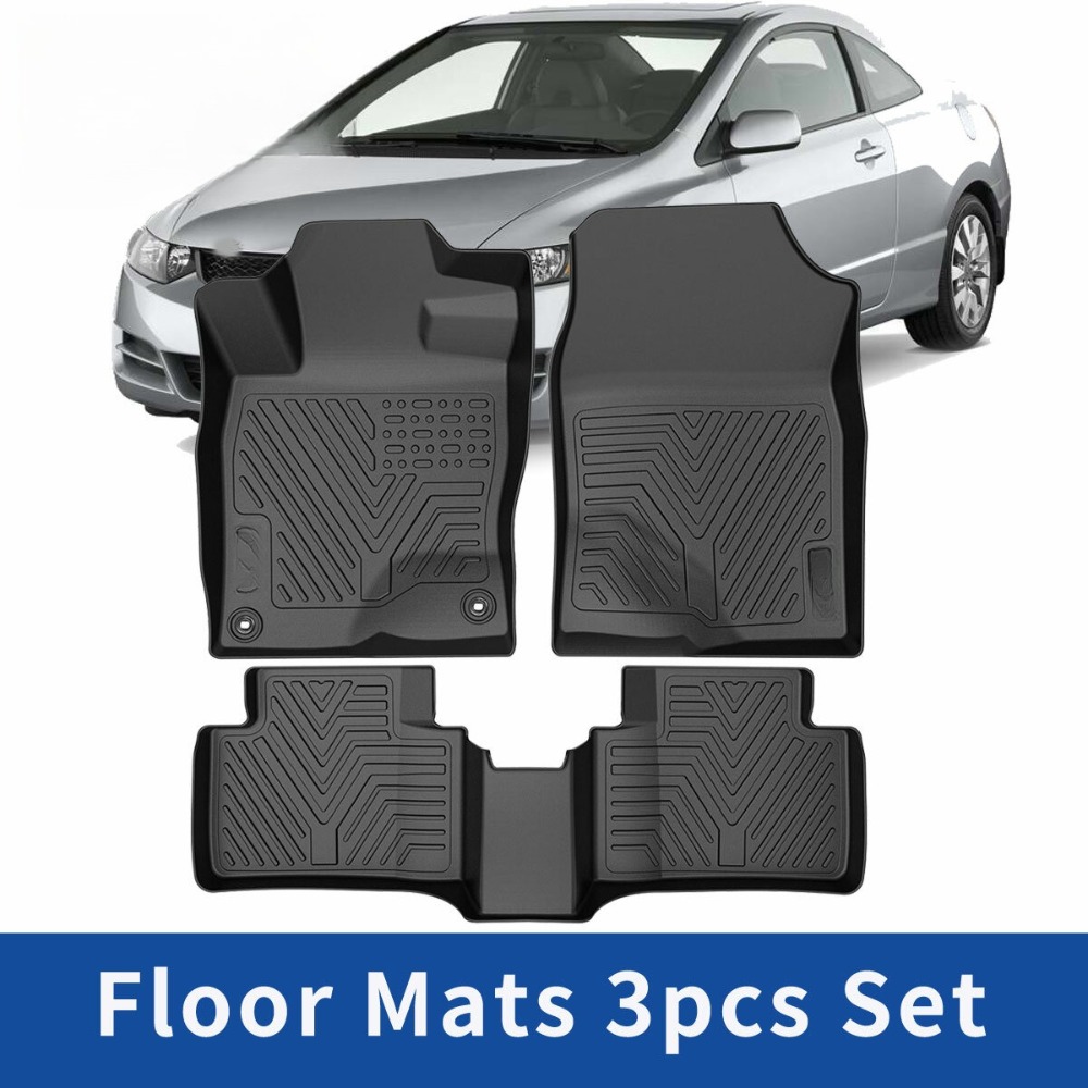Car Floor Mat Rubber - 3Pcs Karpet Mobil untuk Honda Civic