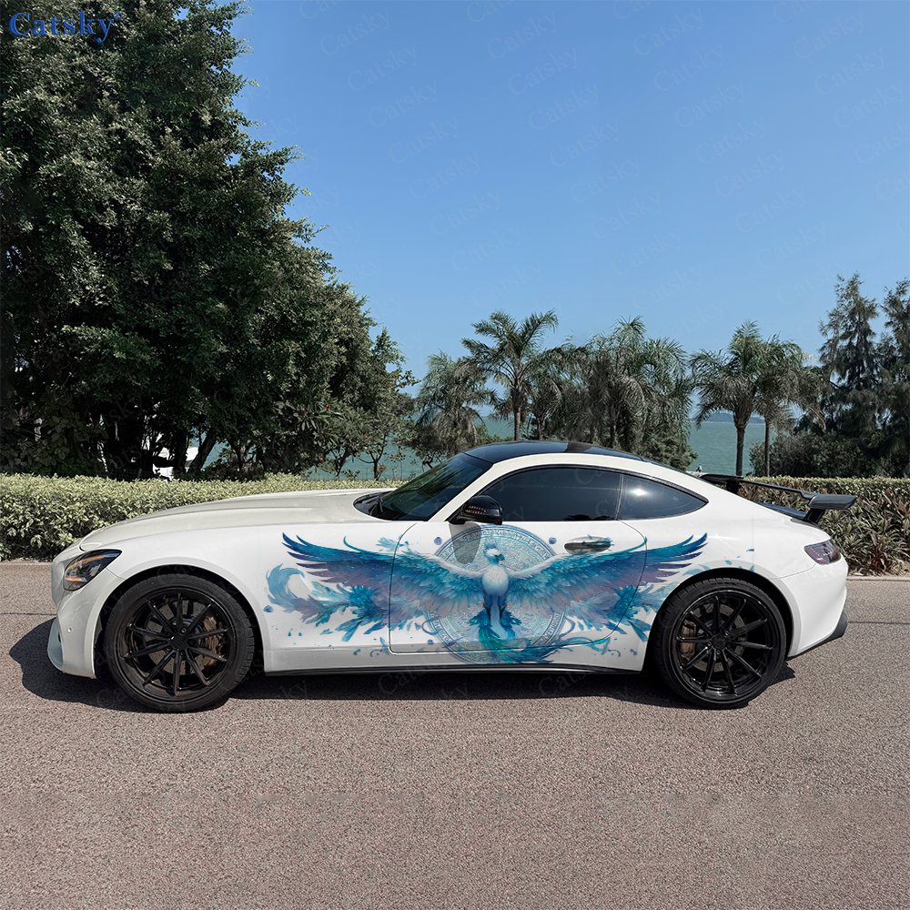Car Accessories Phoenix - 2 Buah Stiker Samping Mobil Cyan