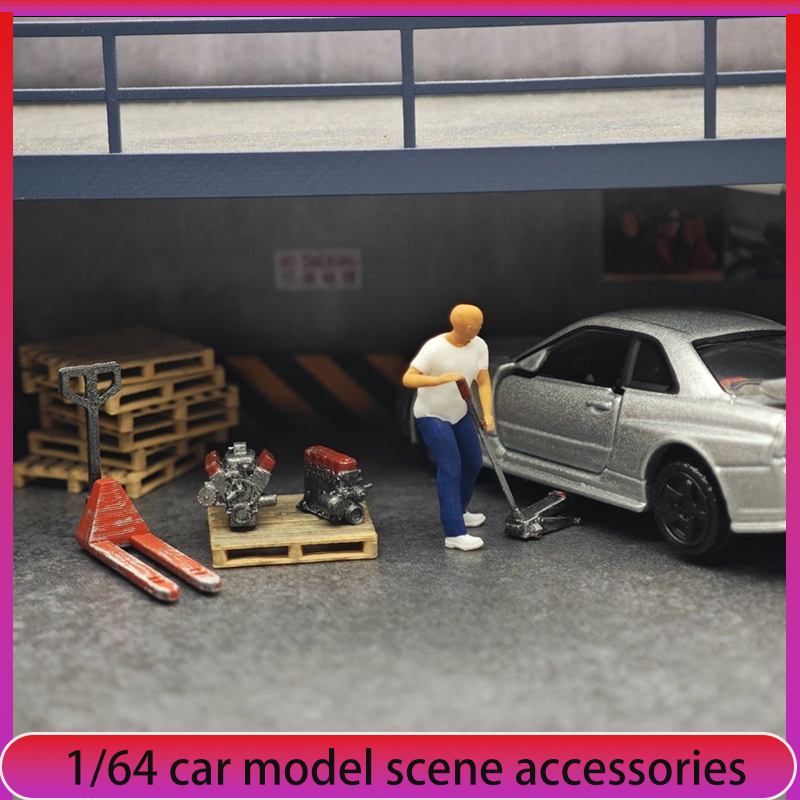 Car Accessories Shop - 1:64 Dekorasi Adegan Bengkel Perbaikan Model