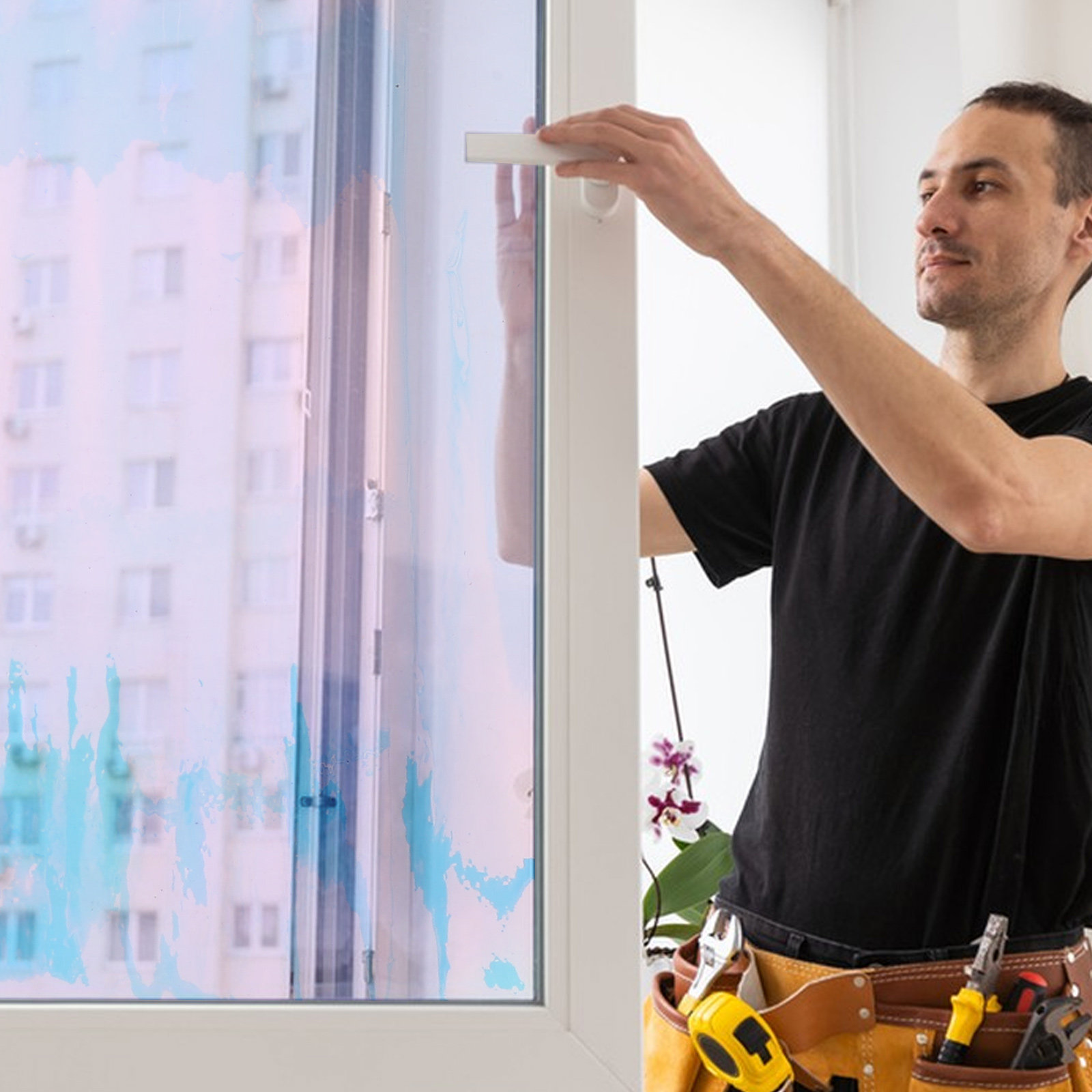 Tinted Window Film - Film Jendela Holografik Transparan Iridescent Perekat