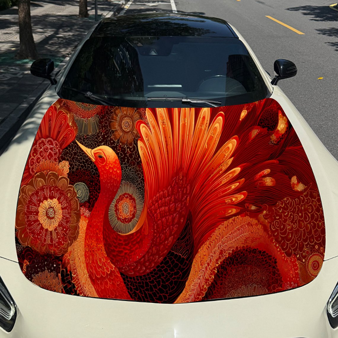 Car Accessories Phoenix - Stiker Kap Mobil Phoenix Merah Keren