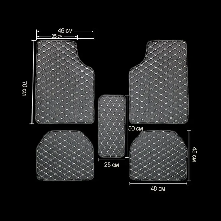 Karpet Mobil 5Pcs Kulit PU Uni - Car Floor Mat Rubber ulasan dan harga