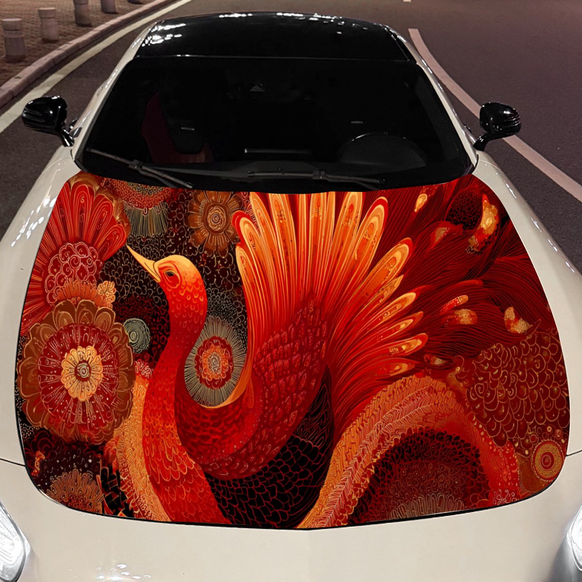 Stiker Kap Mobil Phoenix Merah - Car Accessories Phoenix ulasan dan harga